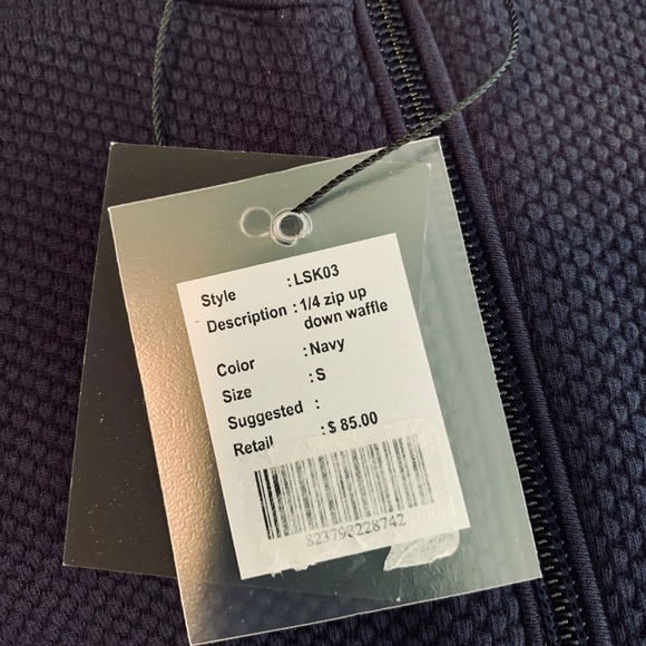 British Polo Blue 1/4 Zip Up Waffle Long Sleeve - Picture 7 of 12